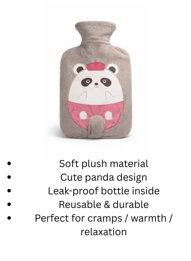 Plush Hot Water Bottle with Soft Cover – Leak-Proof Reusable Heat Therapy Bottle for Pain Relief, Cramps, Muscle Relaxation, Warmth & Cozy Comfort for Kids & Adults (Brown) - Image 4